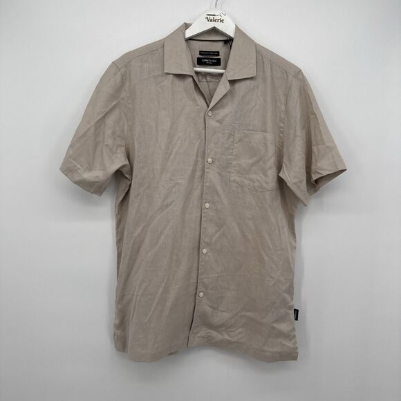 Kenneth Cole Mens The Camp Collar Linen Button Front Shirt Size Medium - Picture 1 of 10